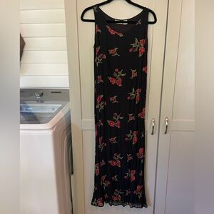 Vintage 90s Nector black floral maxi dress with coverup cardigan size small